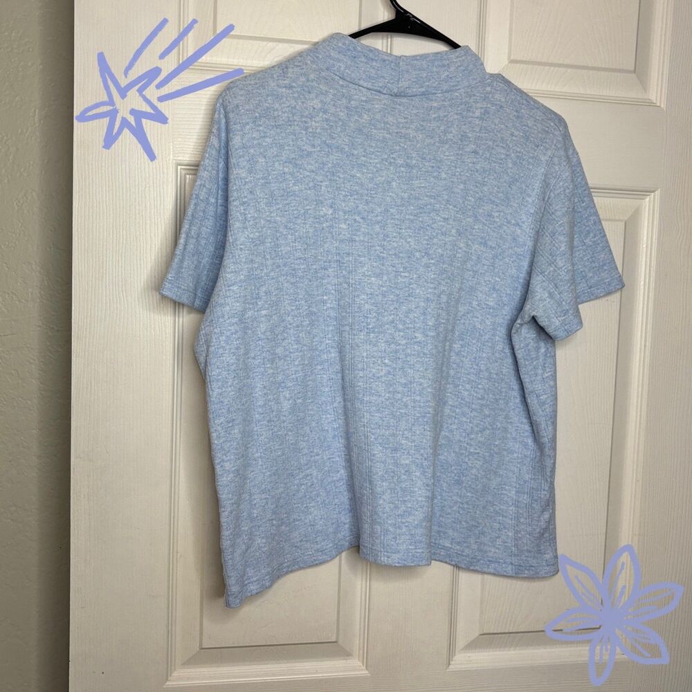Basic Editions Size Large Light Heather Blue Vintage Short Sleeve Shirt